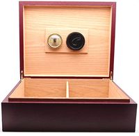 Desktop Leather Cigar Humidor Handcrafted - Authentic Full Grade Buffalo Hide Leather - Burgundy