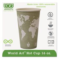 Eco-Products Paper Hot Cups, W/Compostable PLA Plastic, 16 Oz, Magenta World Design, 1000/CT
