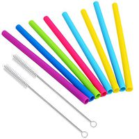 Big Silicone Straws for 30 oz Tumbler Yeti/Rtic - Reusable Silicone Straws Set of 8+2 Brushes, silicon straws Extra Long