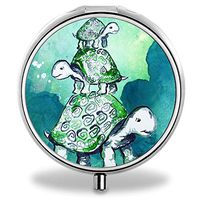 Pill Case Pocket, Round Stainless Medicine Tablet Pill case for Man Small, Compact 3 Compartment Pill Box for Travelling - Three Turtles