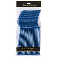 Amscan 4549.74 Premium Plastic disposable-forks, 20 pieces, Navy Flag Blue