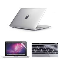 3In1 Hard Shell Case + Keyboard Cover + Screen Protector for Macbook Pro 13" with Touch Bar (2019 2018 2017 2016 Release A2159 A1989 A1706)- Clear