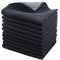 Sinland Microfiber Dish Cloth Best Kitchen Cleaning Cloths Wash Cloths with Poly Scour Side 12Inchx12Inch10 Pack Black