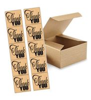 4" x 4" x 2" Kraft Brown Gift Candy & Party Favor Boxes with Thank You Stickers -12ct