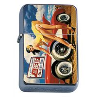 Texas USA Pin Up Girls Model Flip Top Oil Lighter S1 Smoking Cigarette Smoker Includes Silver Case
