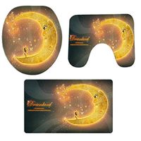 Christmas Winter Pgojuni Bathroom Non-Slip Pedestal Rug + Lid Toilet Cover + Bath Mat Set 3PCS (R)
