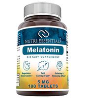 Nutri Essentials Melatonin 5 Mg 180 Tablets (Non-GMO)- Promotes Restful, All-Night Sleep - Helps Reduce Anxiety and Stress*