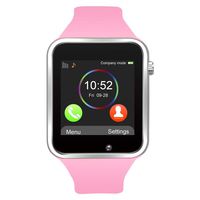 321OU Smart Watch Touch Screen Bluetooth Smart Watch Smartwatch Phone Fitness Tracker SIM SD Card Slot Camera Pedometer Compatible iPhone iOS Samsung LG Android Men Women Kids (Pink/Silver)