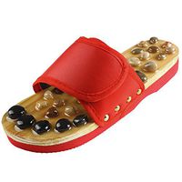 Andux Land Natural Stone Massage Shoes Massage Foot Slipper - Reflexology Sandals TX-01 (42, red)