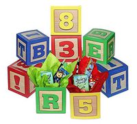 Party Drop Box ABC Blocks Party Favor Boxes (8ct Package, Numbers and Letters - 2 Blue 2 Red 2 Green 2 Yellow)