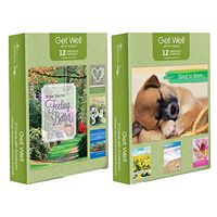 Pack of 24 Religious Get Well Cards, Boxed Enclosure Cards 8 Designs with Envelopes. Includes KJV Scripture on Each Card