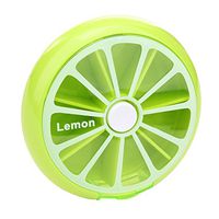 Whitelotous 1 Piece Portable Rotating 7 Compartment Weekly Pill Organizer Travel Medicine Tablet Holder Storage Case Box Dispenser, Cute Fruit Style (Lemon)