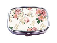 Top A Floral Custom Personalized Square Pill box Decorative Box Vitamin Container Pocket Or Wallet (Floral -3)