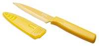 Kuhn Rikon COLORI Non-Stick Serrated Paring Knife with Safety Sheath, 19.5 cm/7.77 inch, Yellow