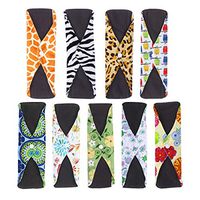 Reusable Sanitary Pads 9pcs Washable Sanitary Towel Portable Bamboo Charcoal Cloth Menstrual Pads with Charcoal Absorbancy Layer(Size M)