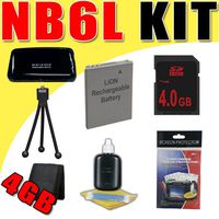 NB6L Lithium Ion Replacement Battery for Canon Powershot Elph 500 HS S90 S95 SD770 SD980 SD1200 SD1300 SD3500 SD4000 D10 Digital Cameras 4GB DavisMAX Bundle