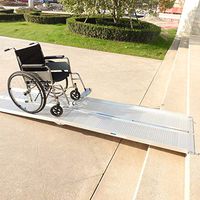 JY 10FT Portable Folding Wheelchair Ramps Non-Skid Aluminum Single Fold Wheelchair Loading Traction Threshold Ramp with Ribbed Surface and Carrying Handle, Holds up to 600 lbs