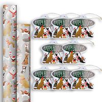 Premium Gift Wrap Jumbo Roll & Gift Tag Assortment, Christmas (2 Rolls & 8 Tags)