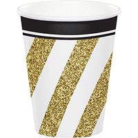 Creative Converting 317549 96Count 9 oz Hot/Cold Paper Cups, black & Gold, Black and Gold