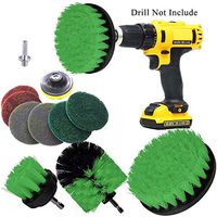 11 Piece Drill Brush Attachments Set, Power Drill Scrub Brush Attachments, Drill Scrub Pads For Grout, Tiles, Sinks, Bathtub, Bathroom, Shower & Kitchen Surface Green