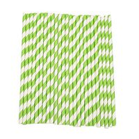 Doitsa Paper Drinking Straws 25 Count Striped Paper Straws for Birthday, Wedding, Christmas, Celebration Parties Green
