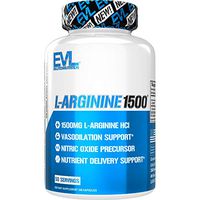 Evlution Nutrition L-Arginine 1500 mg, Ultra-Pure Nitric Oxide Supplement, Muscle Growth and Vascularity, Energy and Stamina, Powerful NO Booster, Essential Amino Acids (100 Capsules)