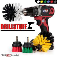 Cordless Drill Powered Scrub Brush Kit - Kitchen Cleaning Small Round Brush - Rotating Shower/Bathtub Brush - Automotive Detailing/Glass/Carpet Brush - Concrete/Deck Brush - Tile and Grout