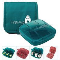 LUCKSTAR Pill Box - 6 Compartments Plastic Pills Vitamins Box Dispenser Travel Pill Box Case Pocket Pills Containers with Multi-Pockets Travel Bag (Blue)