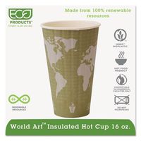 ECOPRODUCTS EPBNHC16WD World Art Insulated Compostable Hot Cups, 16oz, Light Green, 600/Carton