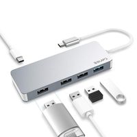 USB C Hub, EQUIPD 5 in 1 Aluminum Type C Adapter with Power Delivery Charging Port, 3 USB 2.0 Ports, 1 USB 3.0 Port Compatible MacBook Pro 13" 15", MacBook Air 13", MacBook 12" and More - Grey