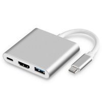 JacobsParts USB-C Multiport Adapter USB 3.1 Type C to HDMI 4K with USB 3.0 Port and USB C Charging Port for MacBook/Chromebook Pixel/Dell XPS13 / Samsung Galaxy s8 / s8 Plus