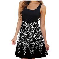 Women Swing Tank Dress - Sleveless Print Casual Beach Vintage Fashion Lady A-line Mini Dresses