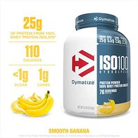 Dymatize ISO100 Hydrolyzed Protein Powder, 100% Whey Isolate Protein, 25g of Protein, 5.5g BCAAs, Gluten Free, Fast Absorbing, Easy Digesting, Smooth Banana, 5 Pound