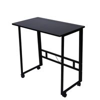 Folding Writing Table Rolling Laptop Notebook Computer Desk with Wheels Poarmeey(black)