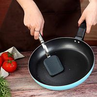 Gotian Multifunction Kitchen Cleaning Brush Long Handle Silicone Pot Dish Washing Brush - Silicone+Stainless Steel (About Long 26cm) (Black)