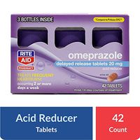 Rite Aid Acid Reducer Omeprazole Delayed Release Tablets - 20 mg, 3 Bottles, 14 Count Each (42 Count Total) - Heartburn Relief - Heartburn Medicine - Treats Frequent Heartburn