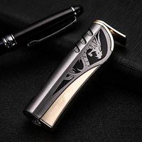KATZONE - Fire-Breathing Dragon Single Jet Windproof Cigar/Cigarette Torch Lighter (Grey)