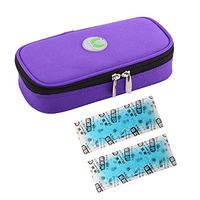 ONEGenug Portable Insulin Cooler Bag Temperature Display Epipen case Diabetic Organizer Medical Travel Cooler + 2 Ice Chill Packs(Purple)