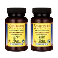 Swanson Amino Acid Ajipure Glycine Pharmaceutical Grade 500 Milligrams 60 Veg Capsules (2 Pack)