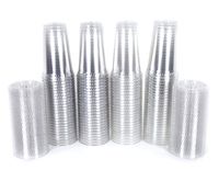 2dayShip Premium Plastic Clear PET Cups with Flat Lids, 100 Count, 24 Ounce