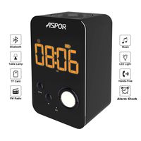 Alarm Clock Bluetooth Speaker, ASPOR Wireless Bluetooth Speaker with Night Light,FM Radio, Portable Wireless Stereo Sound Speaker with LCD Screen HD Enhanced Bass, Built-in Mic Support FM AUX TF
