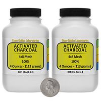 Activated Charcoal [C] 100% ACS Grade Course Granules 8 Oz in Two Space-Saver Bottles USA