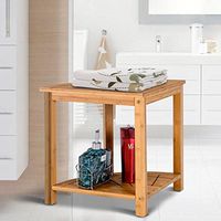 Cozy Design Corner Shower Bench Bamboo Spa Seat with Storage Shelf Multipurpose Bench Comfortable Provides Durable Use