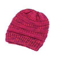 Theoylos Women's Cable Knit Beanie Thick Soft Warm Chunky Beanie Hats Winter Ski Cap Watermelon Red