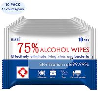 100 Pcs Disinfectant Wet Wipes, Disposable 75% Isopropyl Alcohol Wipes (Portable 10-Count per Pack, 5.9"x7.1") Daily Disinfecting Use for Travel Office