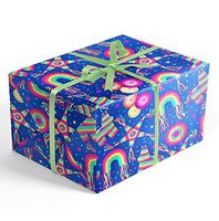 Piñata Fiesta Feliz Cumpleaños Rolled Wrapping Paper, 2 feet x 20 feet Premium Gift wrap with piñatas, Wrap & Revel®