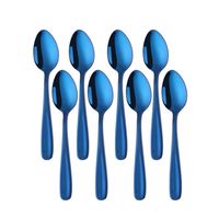 Do Buy 8 Pieces 18/10 Dessert Spoons Teaspoons Small Coffee Spoons Espresso Spoons, 5.5 Inch (Blue)