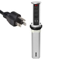 Pop Up Outlet Power Socket Automatic Raising Type Surge Protector Power Strip 3 US Plug and 2 USB Ports for Kitchen Island/Office/Conference Room Home Decoration