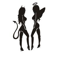 Elevin(TM)Hot Classic Sexy Girls Sticker Anger Devil Beauty White Car Truck Wall Laptop Phone Decal (Black, 1611cm)