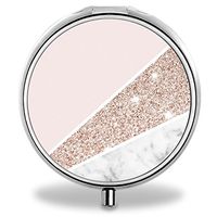 IMLONE Pill Organizer, Customized Pink Marble Pill Boxes with 3 Components for Purse